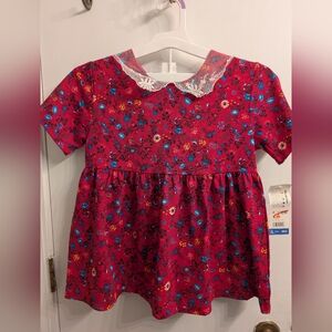 Vintage Honors Floral Pink Kids Set with Lace Collar Size 10/12